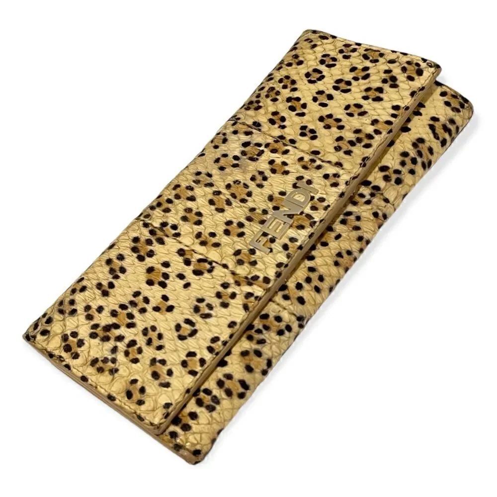 Vintage Fendi Python with Leopard Print Long Wallet